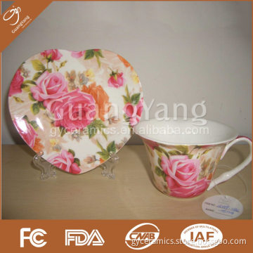 gift set:S/6 strengthened bone china tea cup(150cc, HS shape) & saucer in round gift box